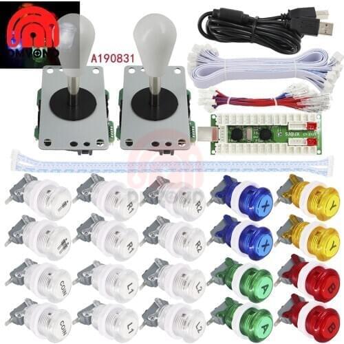 New SJ@JX Double Player Arcade Rocker Kit Button Rocker Ball Head With USB Encoder Joystick Wire Button Wire for 1 2 Player