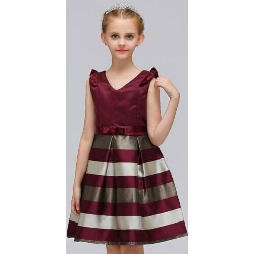 Girls Clothes 2021 Dress Girls Horizontal Pattern Princess Dress European and American Childrens Printed Dress