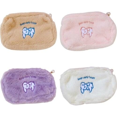 H05B Kawaii Dog Plush Pencil Case Pen Bag Pouch Cute Girls Student Stationary School Supplies Kids Gift