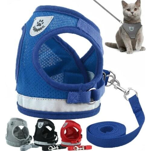 Adjustable Cat Dog Harness Vest Walking Lead Leash For Puppy Dogs Collar Polyester Mesh Harness For Small Medium Dog Cat Pet