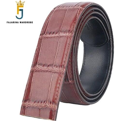 FAJARINA Quality Genuine Leather Crocodile Striped Pattern Men Cowhide Smooth Slide Style 3.8cm Belts without Buckle N17FJ509