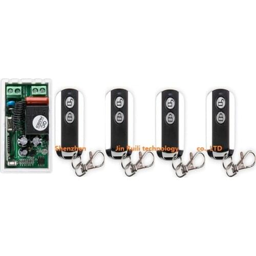 Most simple wiring New AC 220 V 1CH Wireless Remote Control Switch System 1pcs Receiver & 4pcs 2 Keys metal waterproof Remote