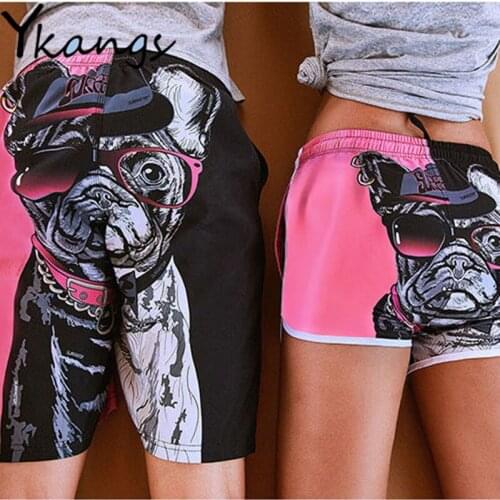 Elastic High Waist Vintage Korean Aesthetic Fitness Cartoon Shorts Womens Summer Fashion 2021 Style Patchwork Casual Shorts New