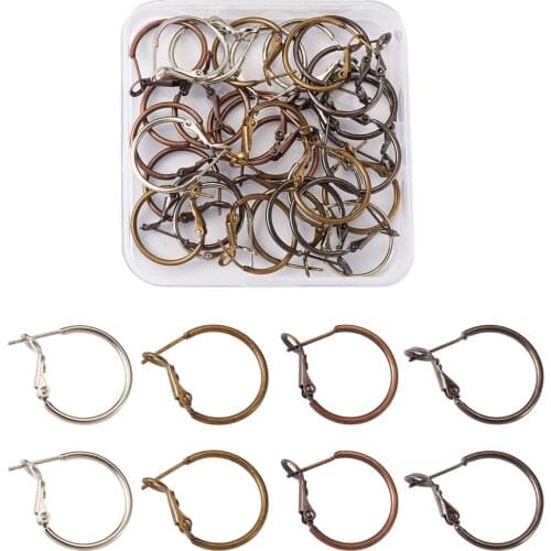 Brass Hoop Earring Findings, Ring, Mixed Color, 20x1.5mm, Pin: 0.6mm, 16pairs/box