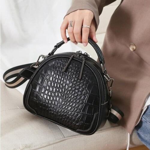 Unique Design Luxurious Stone Pattern Top Grain Cowhide Leather Women Shoulder Bag 2 Straps All-match Girl Crossbody Bag Cute