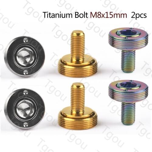 Tgou Titanium Bolt M8x15 1.0Pitch Hex Head Screws with Dust Cap Gasket for Bicycle Pass Brompton Bottom Bracket 2pcs