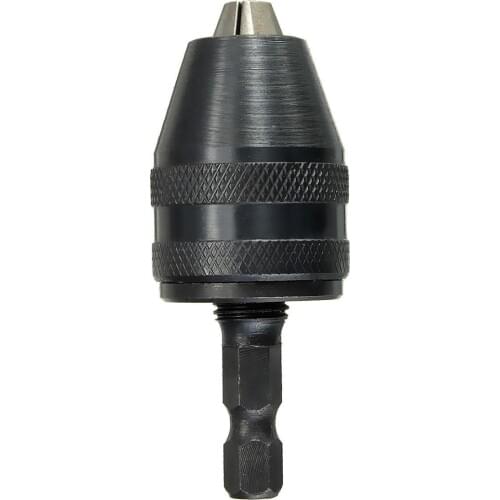 THGS 0.3-3.6mm Keyless Drill Chuck Screwdriver Impact Driver Adaptor 1/4" Shank Drill Black