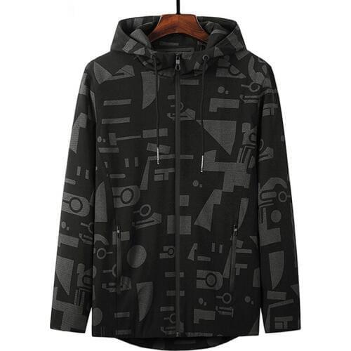7XL 8XL Sport Coat Men Printing Fabric Gym Windbreaker 2019 New Big Size Clothing Windproof Hooded Jogging Running Jackers