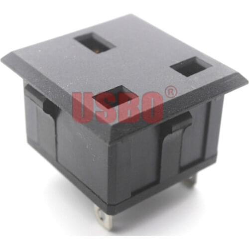 High quality Copper Square AC power socket Black 13A 250V embedded industrial wall socket Hong Kong Singapore Malaysia socket