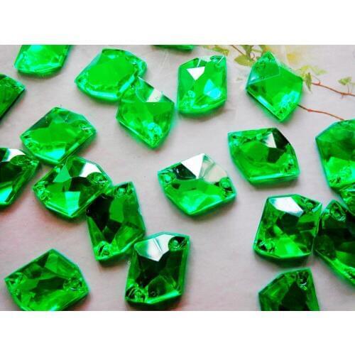 Green Sew on Rhinestone 21*16mm Acryl crystal cosmic shape flatback strass Diamond Gem stone 100pcs/lot free shipping
