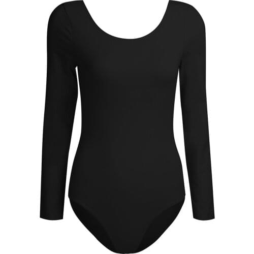 Womens Long Sleeve Solid Ballet Dancer Leotard Dress for Dance Class Gymnastic Exercise Stage Performance Ballet Tutu Clothing