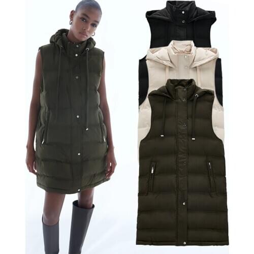 Women Winter Vest Zipper Coats 2020 New Striped Hooded Down Cotton Jacket Parkas Female Warm Thick Big Pocket Outwear