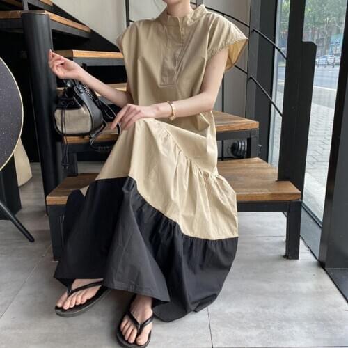 Plus size Summer Vintage Long Dress M-5XL 6XL Lady loose Casual Shirt Dress Cotton Linen Black Khaki Patchwork Dress Vestidos