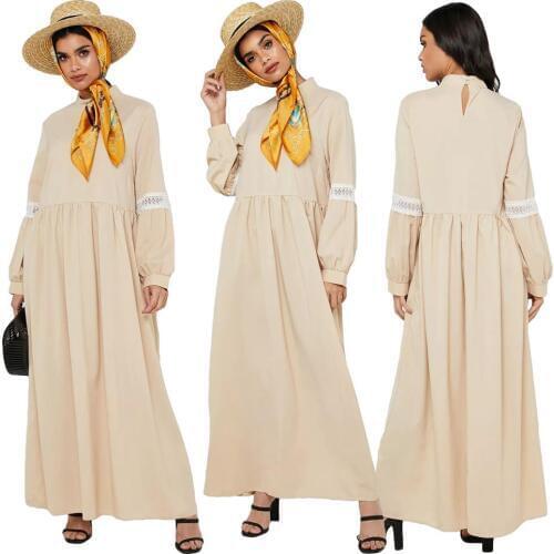 Dubai Women Muslim Long Sleeve Maxi Dress Vintage Casual Loose Kaftan Islamic Jilbab Ladies Middle East Dress Turkey Fashion New