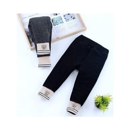 Winter new style childrens cotton pants with plush thickening boys and girls' Leggings babys bottoming with cotton warm pants