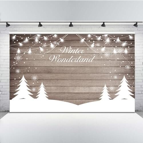 Mehofoto Winter Wonderland Photography Backdrops Wood Wall Photo Shoot Background White Snow Floor Backdrop Vinyl Cloth 916