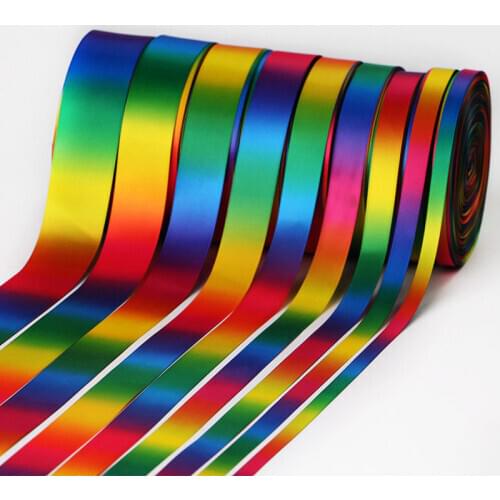 1M Gift Packing Strap Festival Ribbon Cable Rainbow Grosgrain Ribbon Colorful Stain Ribbon DIY Decorate Hat Hairpin Accessory