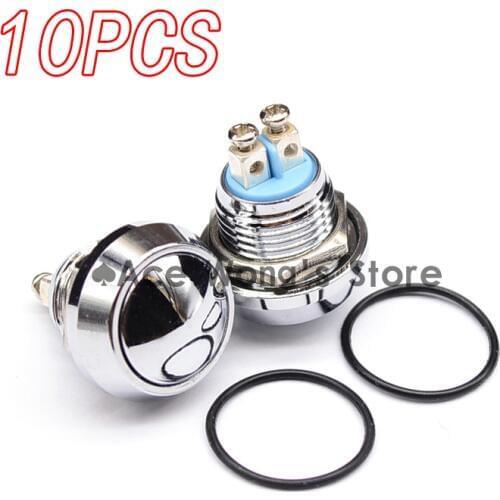 10PCS/LOT 12mm Start Horn Button Momentary Stainless Steel Metal Push Button Switch Hot Worldwide