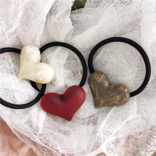 3pc High Elasticity red heart Korean Hairbands Women Spiral pearl Hair Ties Girls Hair Rings Rope Accessories Gum Scrunchies