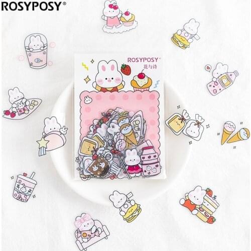 40pcs/Set Kawaii Cartoon Rabbit Sticker Decoration DIY Photo Album Diary Scrapbook Label Sticker Cute Student Stationery