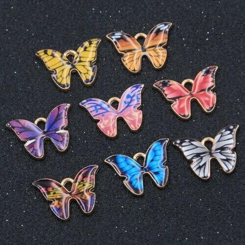 8pcs 15*22mm 8 Color Color Oil Drop Butterfly Metal Alloy Jewelry Animal Pendant DIY Bracelet Necklace Pendant Found