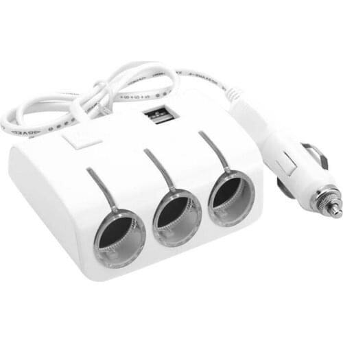 80% 50% Hot Sell 3 Way Car Cigarette Lighter Socket Splitter 2 USB Ports Charger Power Adapter