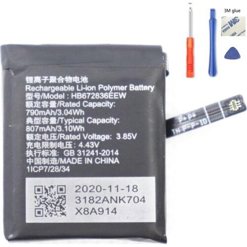 ISUNOO 790mah HB672836EEW battery for huawei GS PRO watch battery with Repair Tools