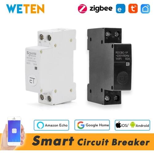 Zigbee / Wifi Circuit Breaker Smart Timer Switch Relay 32A 50A, Tuya / Smart Life / eWelink App, Support Alexa Google Home