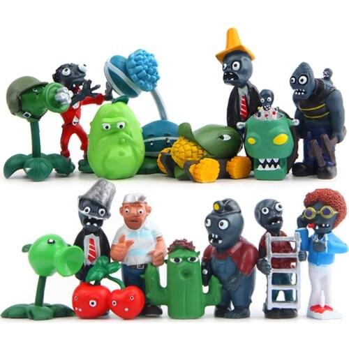 16pcs/lot Plants vs Zombies Action Figures Toys PVZ Catus Winter Melon Miner Threat Hat Zombies PVC Figure Model Toy Kids Gift