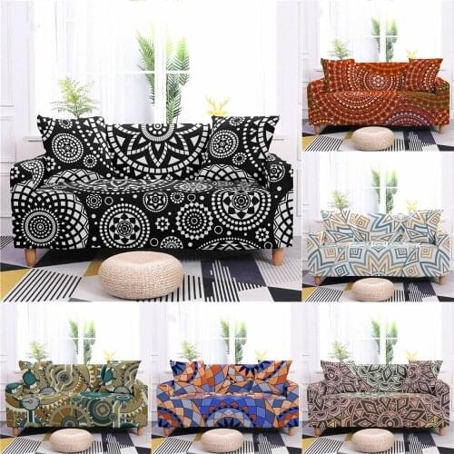 Mandala Elastic Sofa Covers For Living Room Stretch Bohemian Anti-dust Couch Cover Sofa Chair Protector Slipcover 1/2/3/4 Seater