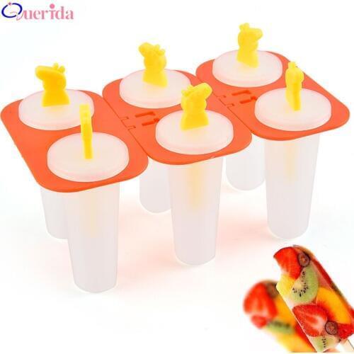 6 Holes PP Ice Cream Mold DIY Frozen Ice Cube With Lid Creative Popsicle Mold Eco-Friendly Household Child Ice Cream Tools