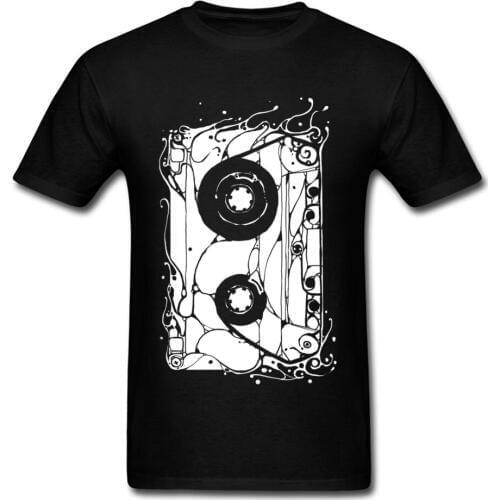 Old Pattern Cassette Graphic T-Shirts For Men Vintage House Music T Shirt AF Tshirt Happy Tape Tee Shirts Top Quality Clothes
