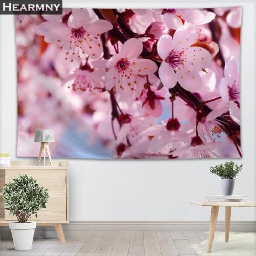 HEARMNY Tapestry Cherry Blossoms Tapestries Wall Hanging Show Piece For Home Decor Wall Carpet Beach Throw Rug Blanket Yoga Mat