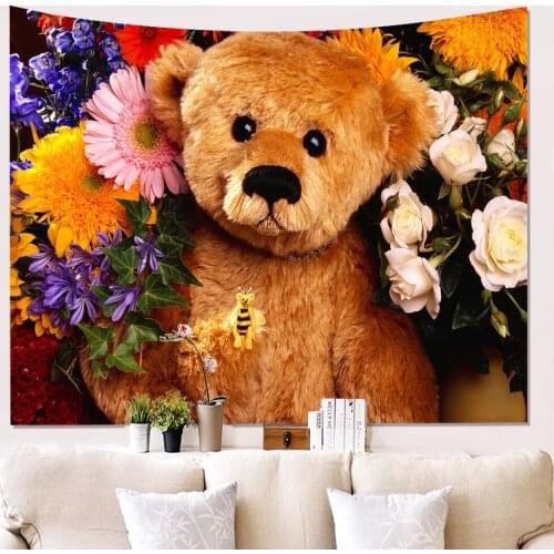 Panda Toy Tapestry Hippie Panda Doll Wall Tapestry Wall Hanging For Bedroom Livingroom Dorm Decor 90x59 Inches Childrens Gifts