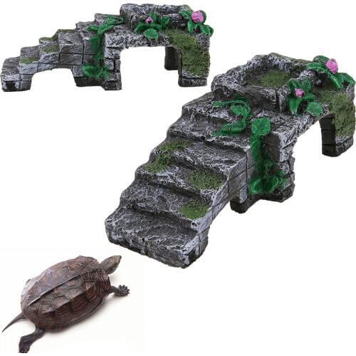 Resin Turtle Amphibians Tortoise Basking Reptile Platform Tank Aquatic Water Rock Ladder Terrarium Basking Island Climb Decor