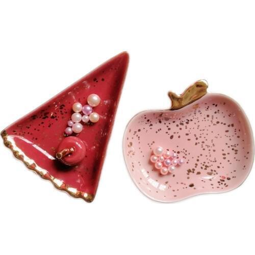 Homie Nordic Ceramic Watermelon Jewelry plate Apple Jewelry Dish Trinket Vanity Trays Earring Necklace Ring Storage Plate Fruit