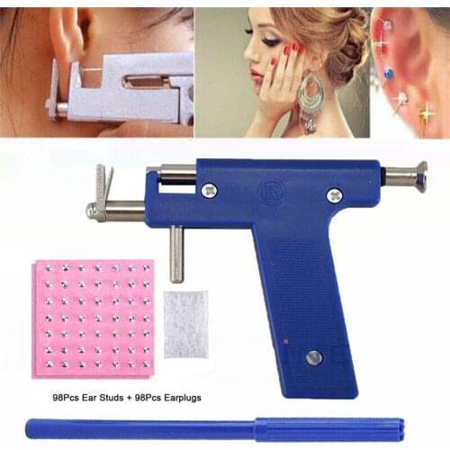 Ear Piercing Kit Asepsis Disposable Healthy Safety Earring Piercer Tool Machine Kit Studs Fashion Body Jewelry with 98 Ear Studs
