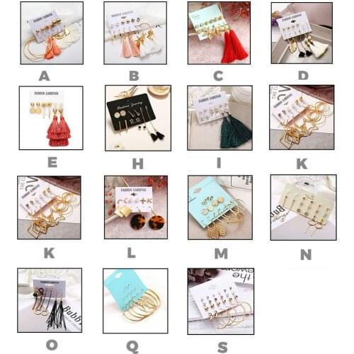 Earrings Set Ethnic Style Tassel Geometric Stud Earrings Fashion Bohemian Tassel Crystal Long Earrings For Women 2019 Jewelry