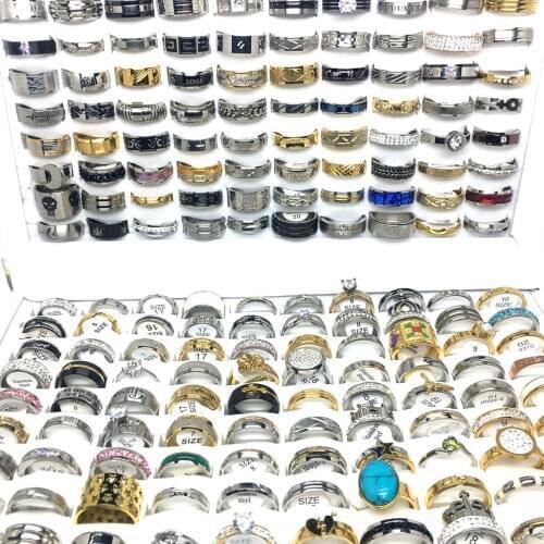 New 20pcs Mens Womens Rings Fashion 316L Stainless Steel Ring for Wedding Bands Couple Jewelry Wholesale Lots Mix Styles