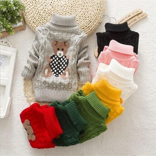 BibiCola baby girls boys autumn/winter wear warm cartoon sweaters children pullovers outerwear babi turtleneck sweater