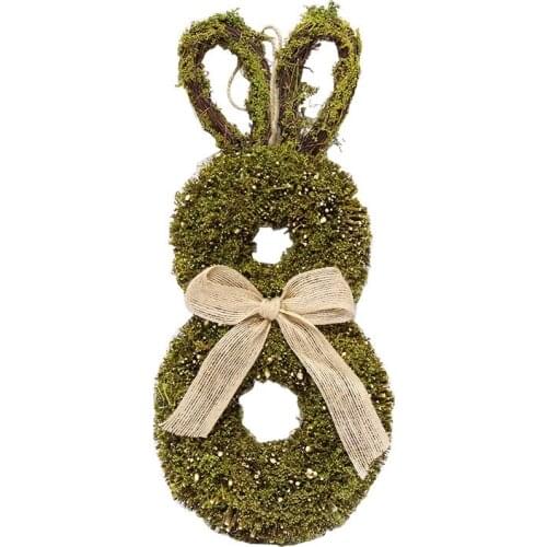Easter Bunny Wreath Handmade Rattan Garland DIY Crafts Base for Easter Eggs Hanging Decor for Front Home Wall Doors