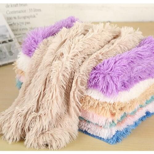 Dog Plush Bed Pet Sleeping Mat Fluffy Thick Double-Layer Blanket Quilt Soft Warm Cat Cushion For Small Medium Dogs Bed Blankets