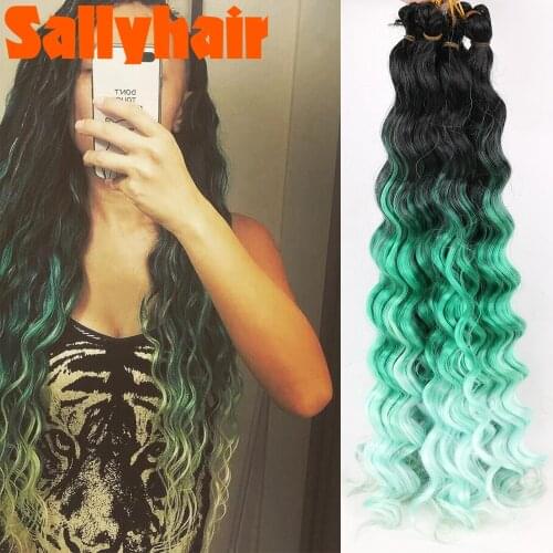 Sallyhair 22" Dark Blonde Synthetic Ombre Braiding Hair Extensions Water Wave Crochet Braids Hair Bundles Bug 80g/pack 1pc