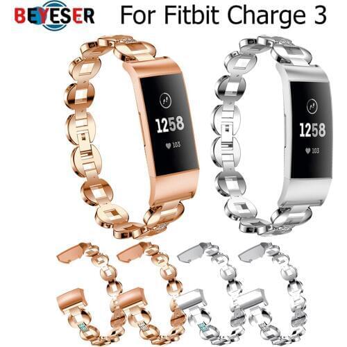 Replacement Crystal Rhinestone wrist women Girl Band Diamond Steel Strap For Fitbit Charge 3 4 bracelet stainless steel strap