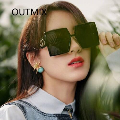 Hollow Out Oversized Oval Sunglasses For Women 2020 New Fashion Big Frame Square Sun Glasses Female Vintage Black Leopard UV400