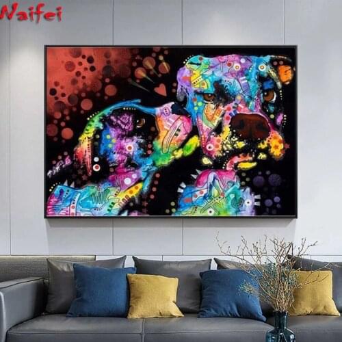 Modern Art 5d Diamond Painting Color Animal Dog Diamond Embroidery Painting Posters Home Living Room Wall Decoration