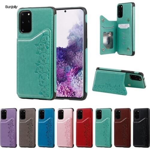 Sunjolly Cat Case for Samsung A50 A30S A50S Holder Stand Card Sillicon Cover Wallet Phone Cases coque fundas carcasa capa Shell