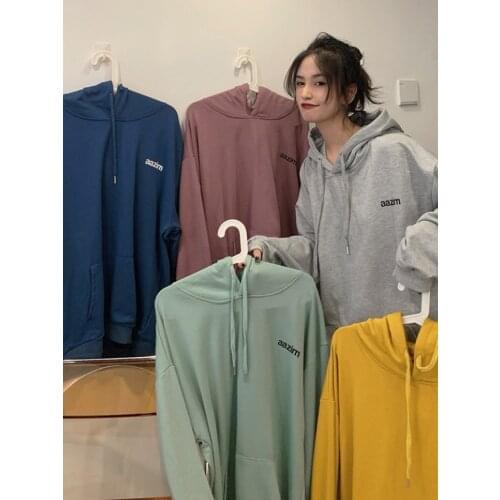 Womens new spring and autumn loose Korean style hooded sweater sweatshirt women hoodies