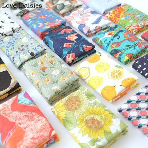 Cotton/Linen/Rayon Seersucker Gardenia Flower Sunflower Fruit Girl Cactus Thin Fabric for Summer Kids Women Apparel Dress Pants