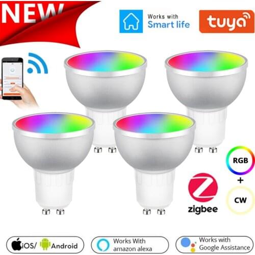 Zigbee 3.0 GU10 Smart Light Bulb 5W RGBCW LED Spotlights Tuya SmartThings APP Voice Remote Control Work With Alexa Google Home